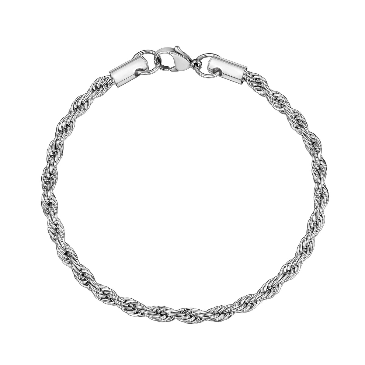 Men S Stainless Steel Rope Chain, Silver