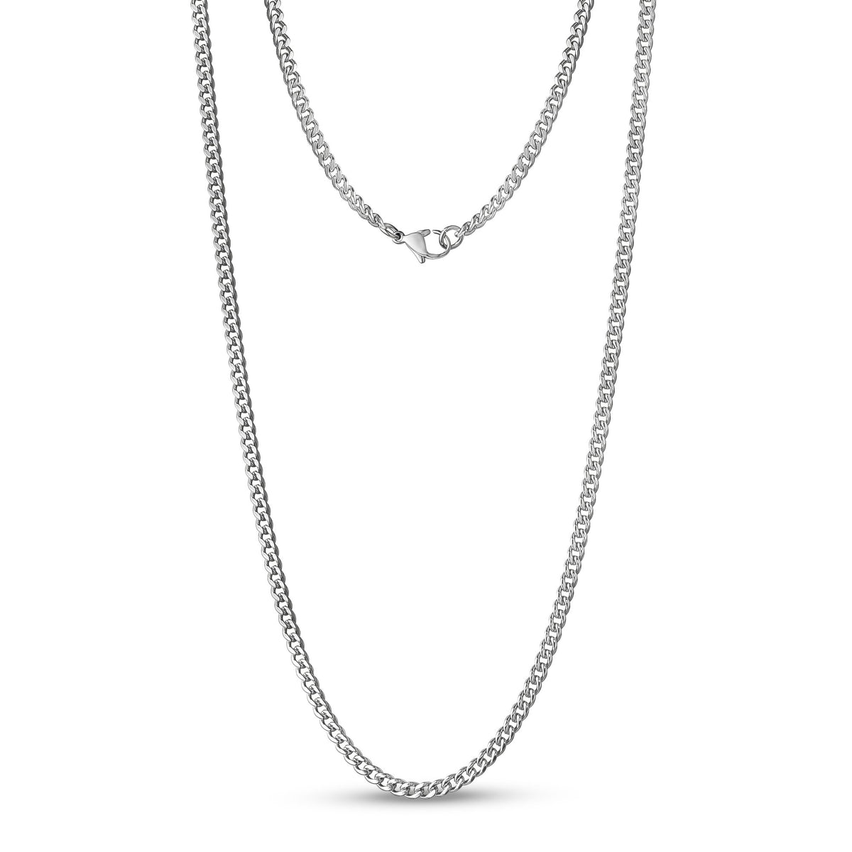 Stainless Steel Faceted Cuban Curb Chain Necklace