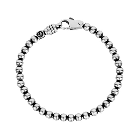 Black-Accented Sphere Link Bracelet - Mens Steel Bead Bracelets - The Steel Shop