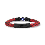 Red Leather Evil Eye Bracelet - Mens Steel Leather Bracelets - The Steel Shop