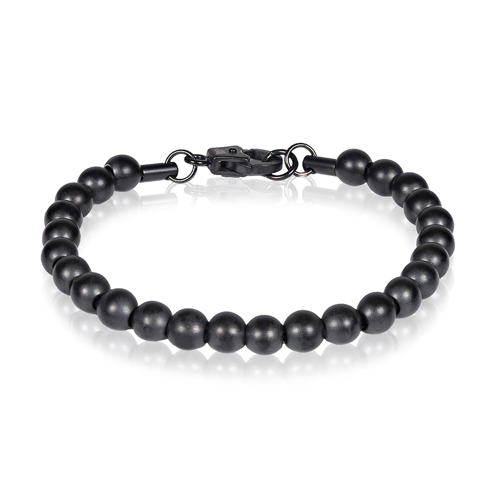 7mm Black Steel Bead Bracelet - Mens Steel Bead Bracelets - The Steel Shop