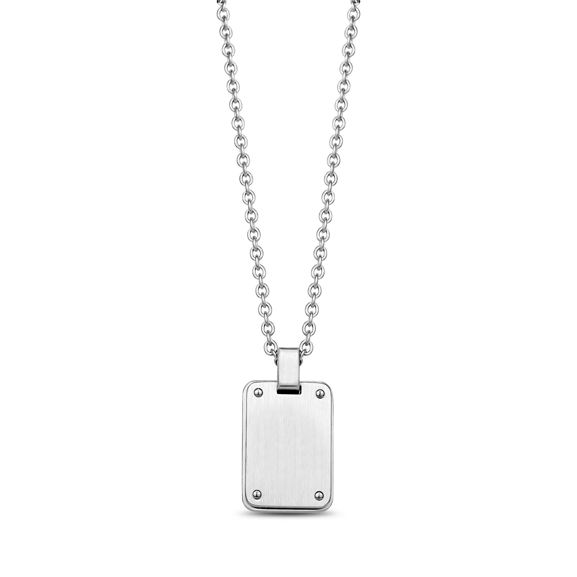 Matte Steel Minimal Dog Tag Engravable Pendant Gift For Men The   AS P166 