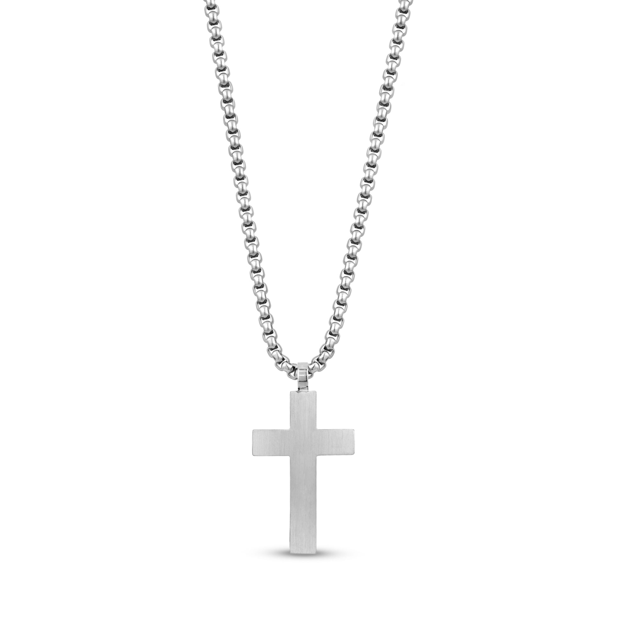 Black stainless steel cross deals with stones