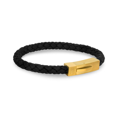 Black Leather Bracelet | 6MM - Mens Steel Leather Bracelets - The Steel Shop