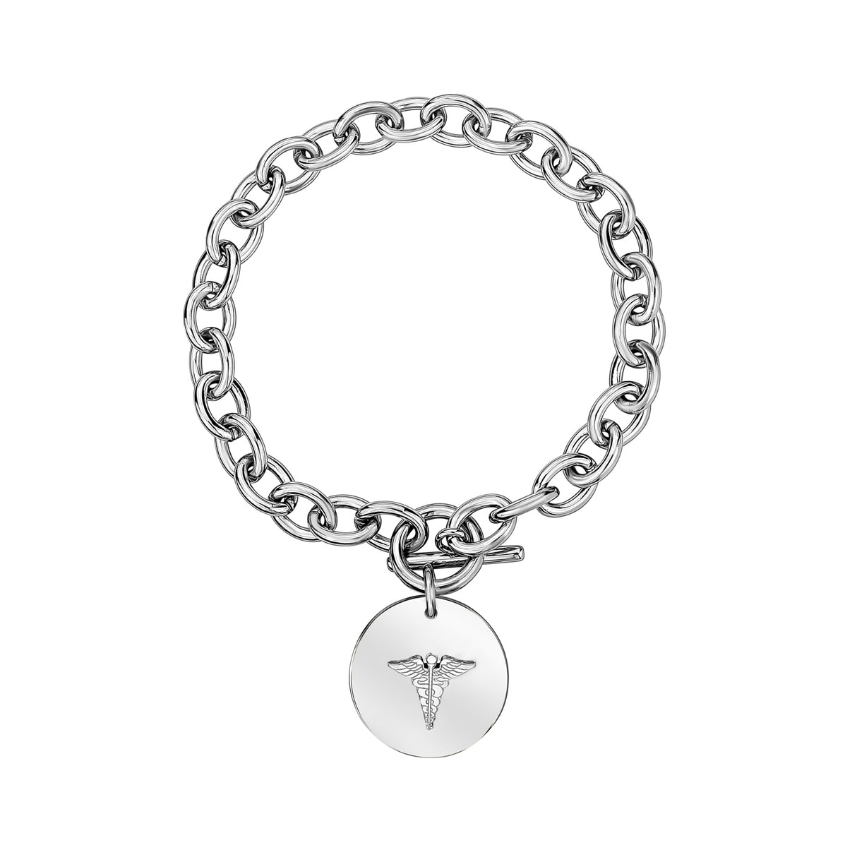 Medical Caduceus Oval Link Bracelet - Medical Bracelets - The Steel Shop