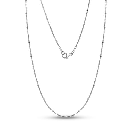 Thin Bead Station Link Chain - Women's Necklaces - The Steel Shop