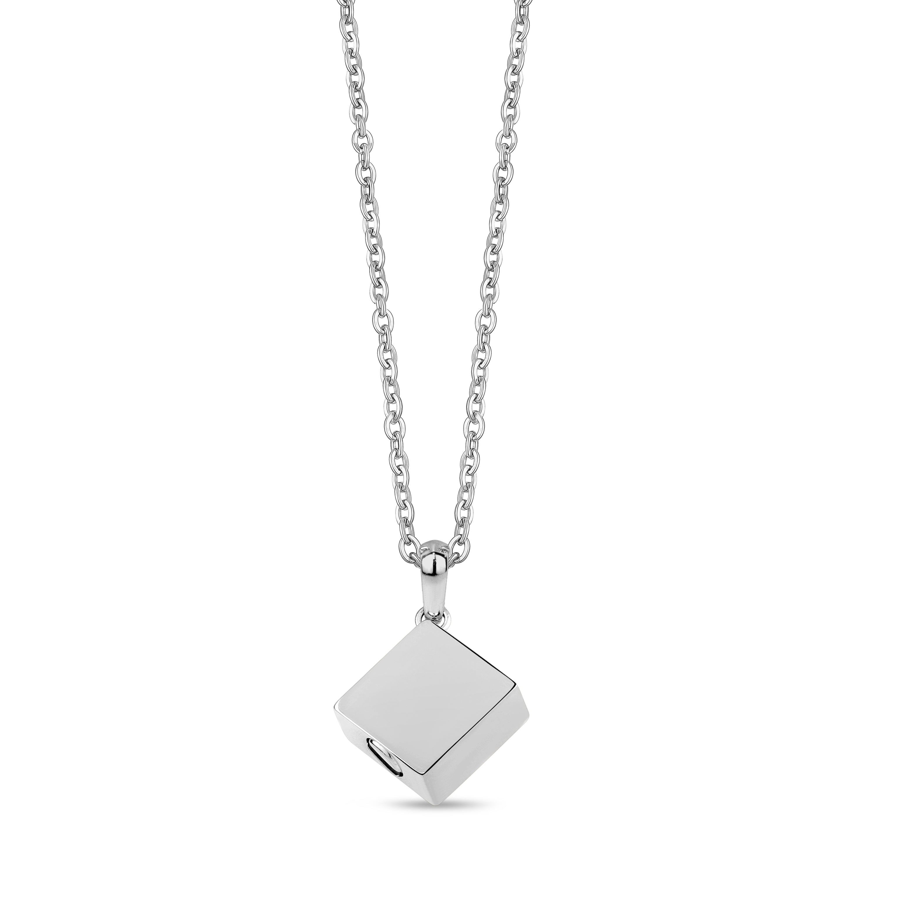 Personalized Diamond Square Cremation Urn Pendant for Ashes – The Steel Shop