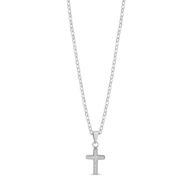 Stone-Set Cross Pendant - Women Pendant - The Steel Shop