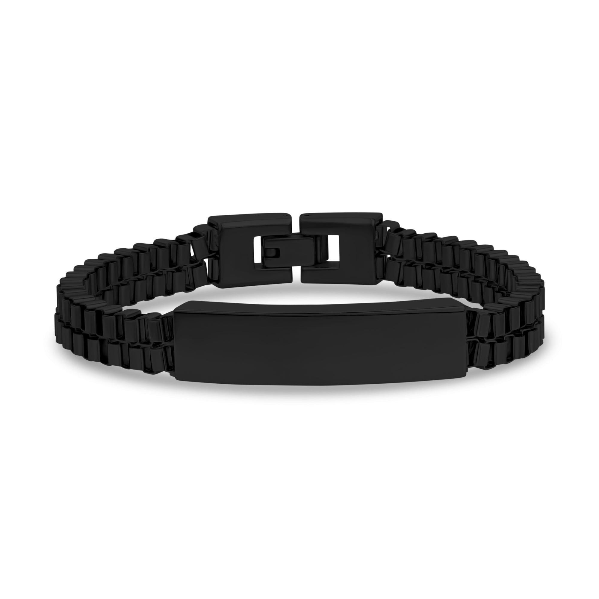 Stainless Steel Box Link Medical Alert ID Bracelet with Black Accents –  Universal Medical Data