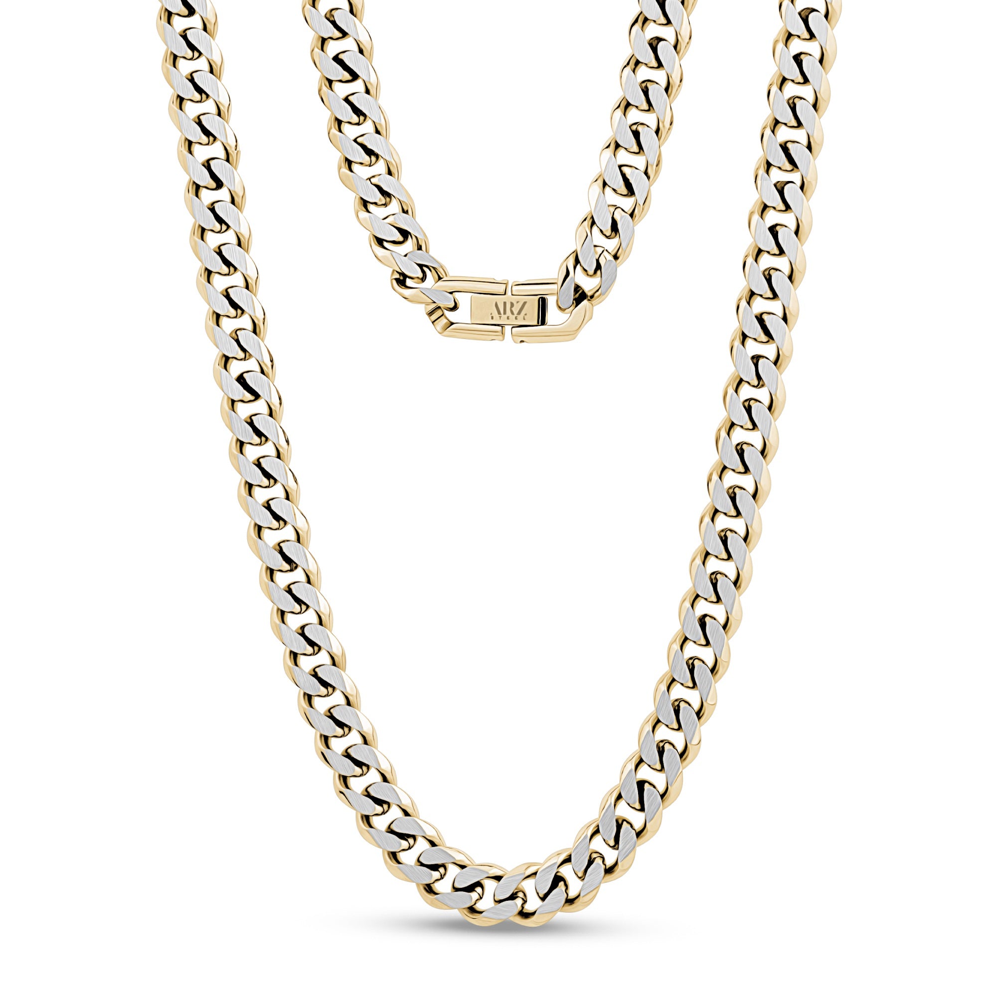 8mm Stainless Steel Two Tone Cuban Link Chain Necklace – The Steel Shop