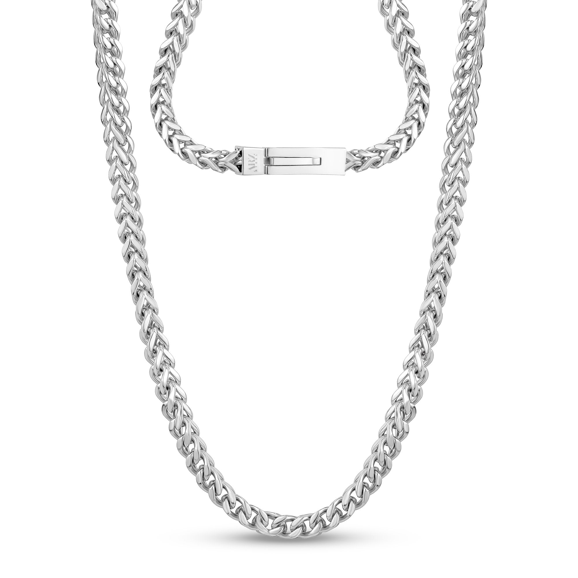 6mm Franco Chain Necklace Made Of Silver & Stainless Steel
