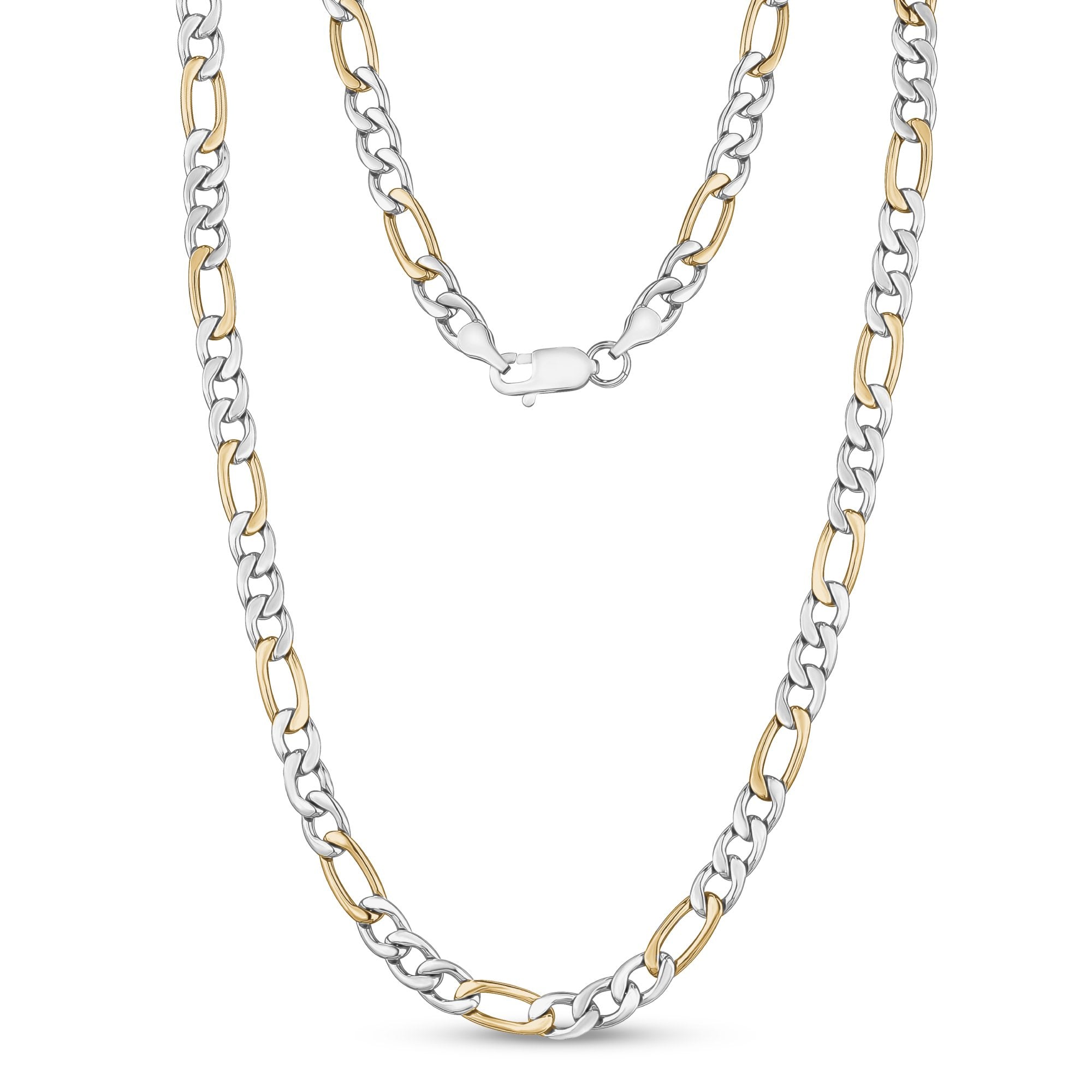 Mens white store gold figaro chain