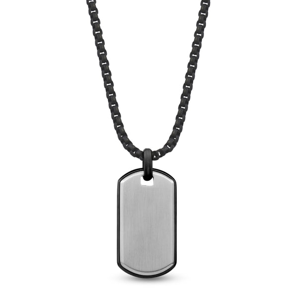 Men's Stainless Steel Dog Tag Necklace w/ Extension - Engravable