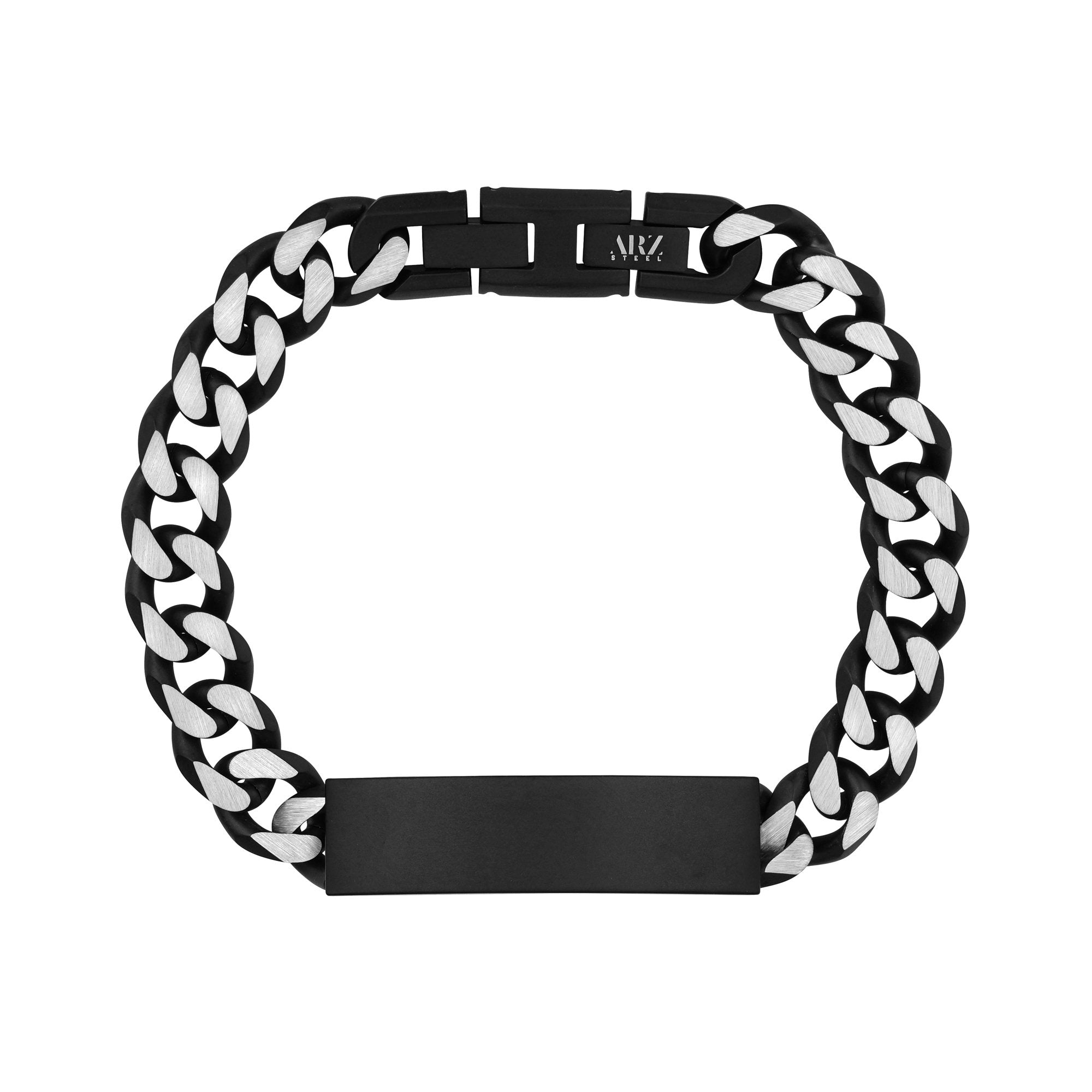 Personalized stainless steel 316L Black ID bracelet for men. Engravable name tag figaro link Bracelet. Gift for men deals (REF#SSB388BK)