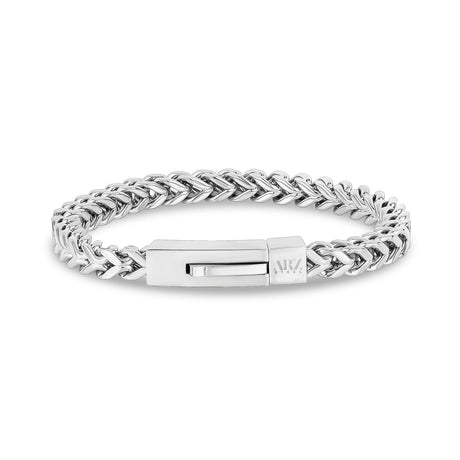 Mens Steel Bracelets - 6mm Franco Link Stainless Steel Engravable Bracelet