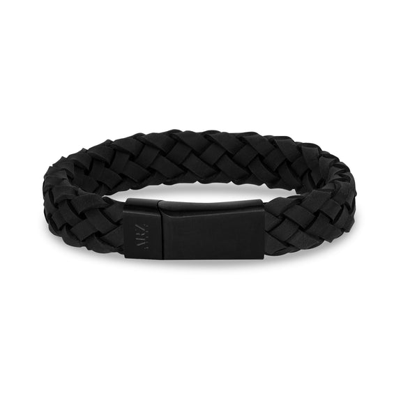 Unique Braided Designer Matte Black Custom Leather Bracelets for Men ...