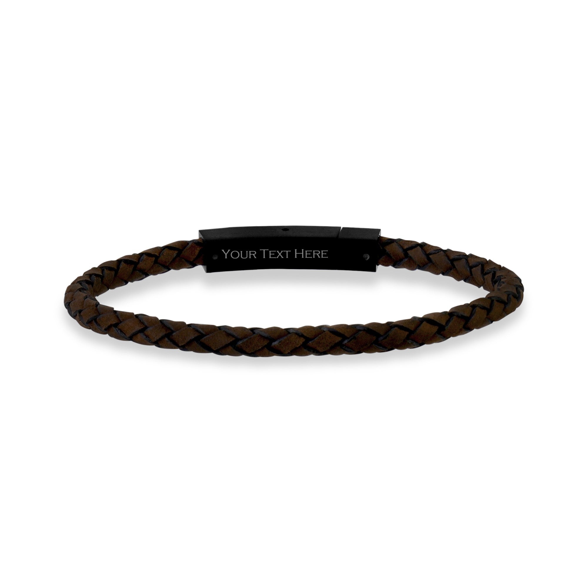 Bracelet fashion men brown, men's bracelet engraving, text