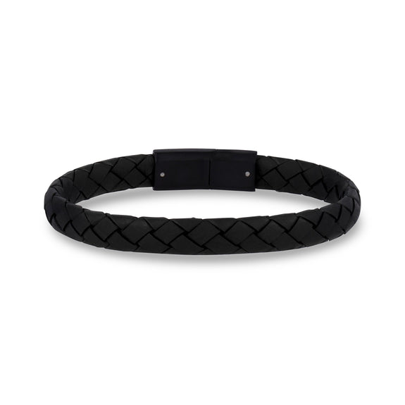 Unique Braided Designer Matte Black Custom Leather Bracelets for Men ...