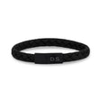 Mens Steel Leather Bracelets - 8mm Flat Black Leather Engravable Bracelet