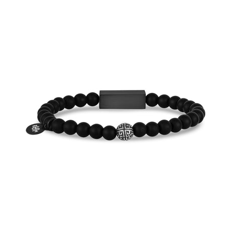 6mm Matte Black Rectangle Bead Bracelet - Unisex Bead Bracelet - The Steel Shop